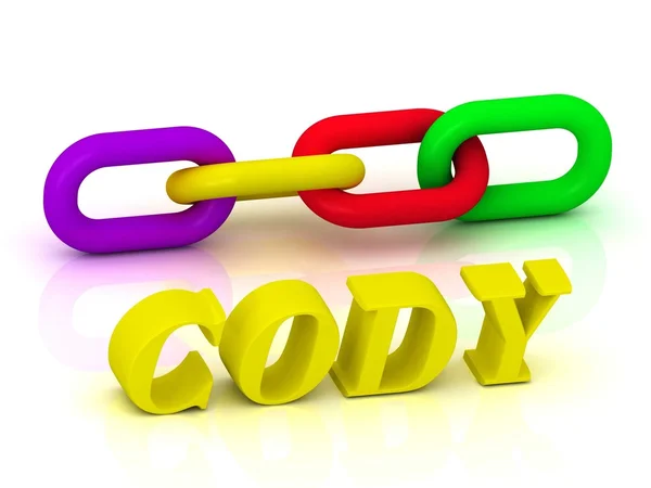 CODY- Ім'я та сім'я яскраво-жовтих літер — стокове фото