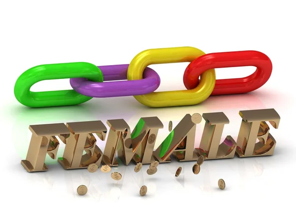 FEMALE- inscripción de letras brillantes y cadena de colores — Foto de Stock