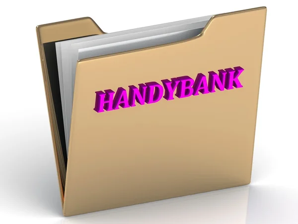 HANDYBANK - las letras brillantes de color sobre el oro — Foto de Stock