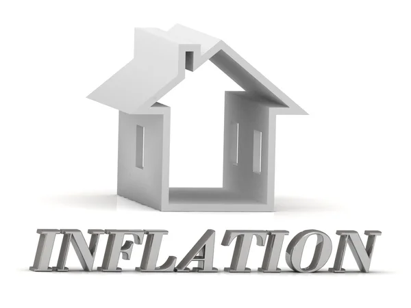 Inflation-inskrift av silver bokstäver och vita huset — Stockfoto