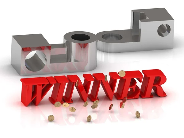 WINNER- inscription of red letters and silver details — Stock Photo, Image