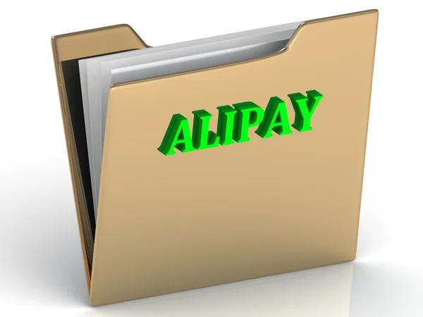 AliPay - světlé písmena na zlatou složky — Stock fotografie