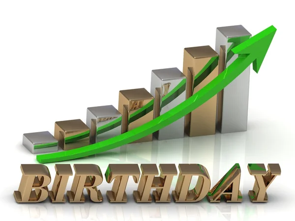 BIRTHDAY- inscription of gold letters and Graphic growth — Stock Photo, Image