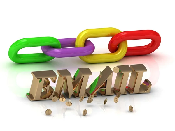 EMAIL- напис золотими літерами і зеленими, жовтими , — стокове фото