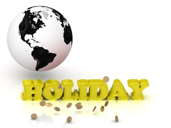 HOLIDAY- bright color letters, black and white Earth — Stock Photo, Image