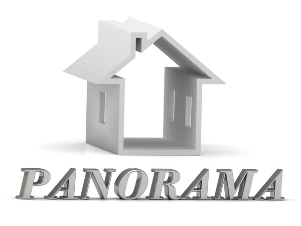 PANORAMA- inscripción de letras de plata y casa blanca —  Fotos de Stock