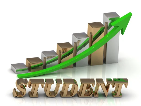 Student napis złotymi literami i graficzny — Zdjęcie stockowe