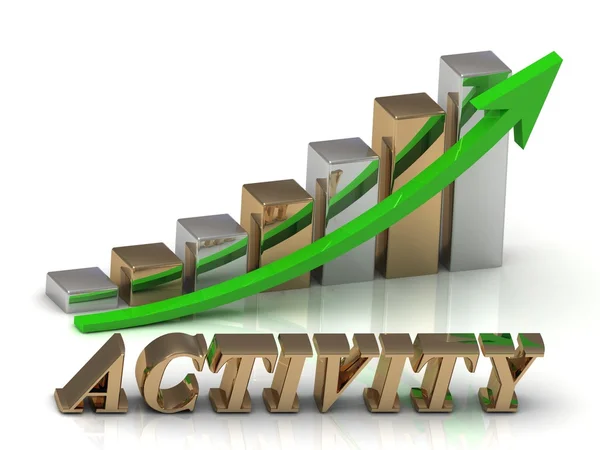 Aktivität - Beschriftung von Goldbuchstaben und grafisches Wachstum — Stockfoto