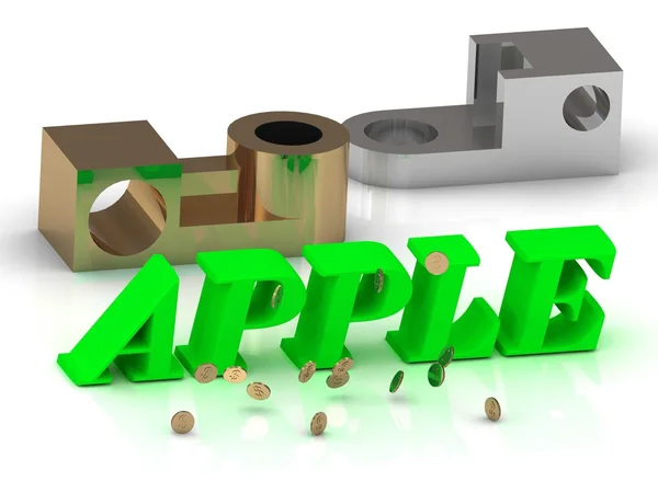 Apfel - Beschriftung mit farbigen Buchstaben und goldenen Details — Stockfoto