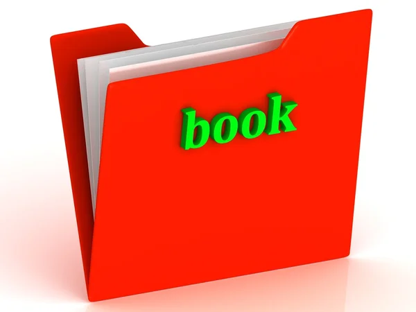 Book - bright green letters on a gold folder — Stock Photo, Image