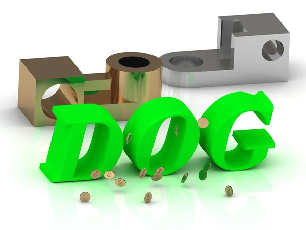 Hund - Beschriftung von farbigen Buchstaben und goldenen Details — Stockfoto