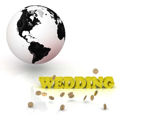 WEDDING- bright color letters, black and white Earth — Stock Photo, Image