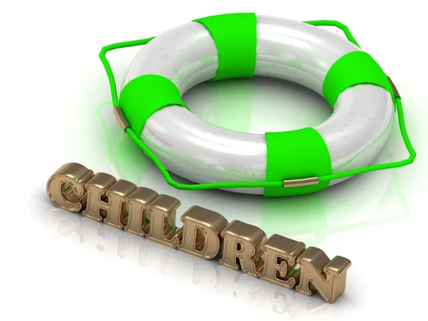 CHILDREN - bright gold letters and color life buoy — Stock Photo, Image