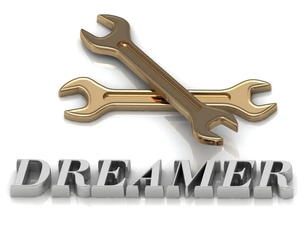 DREAMER- inscription of metal letters and 2 keys — Stock Photo, Image
