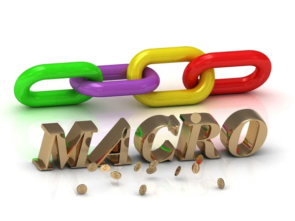 MACRO- iscrizione di lettere luminose e catena di colori — Foto Stock