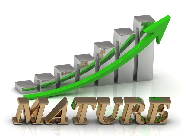 MATURE- inscripción de letras de oro y crecimiento gráfico —  Fotos de Stock