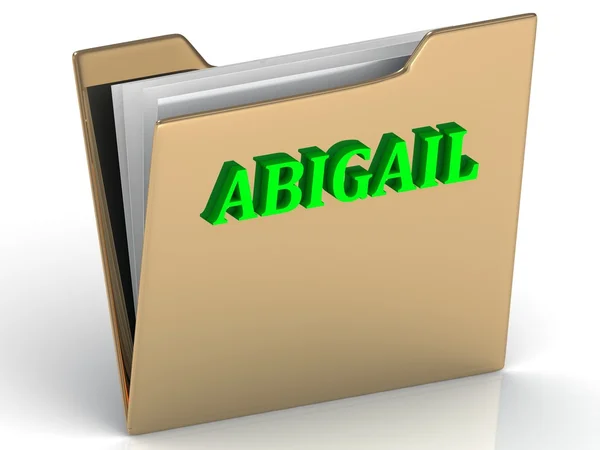 ABIGAIL- letras verdes brillantes en la carpeta de papeleo de oro —  Fotos de Stock