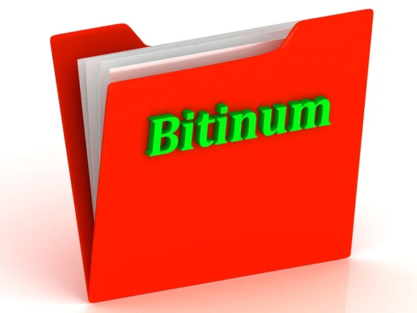 Bitinum- bright green letters on a gold folder — Stock Photo, Image