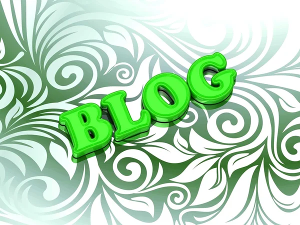 Блог- яскраві кольорові літери на красивому зеленому орнаменті — стокове фото