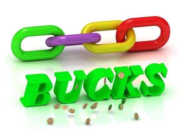 BUCKS- надпись из ярких букв и цветовой цепочки — стоковое фото