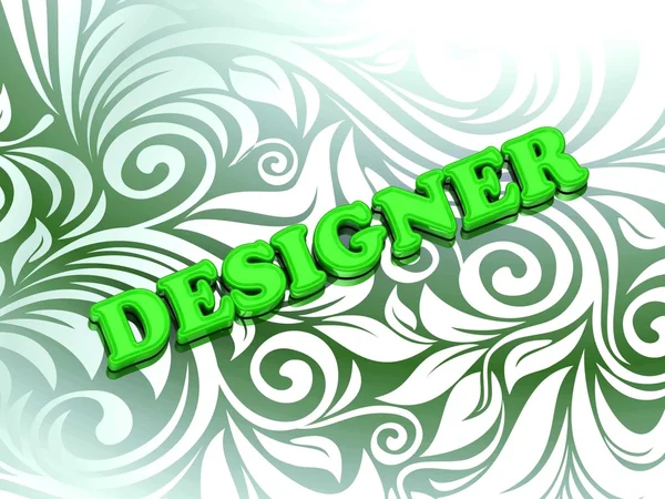 DESIGNER - letras de cor brilhante no ornamento verde agradável — Fotografia de Stock