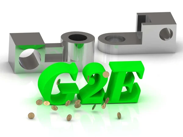 G2E- palabras de letras de color y detalles de plata —  Fotos de Stock