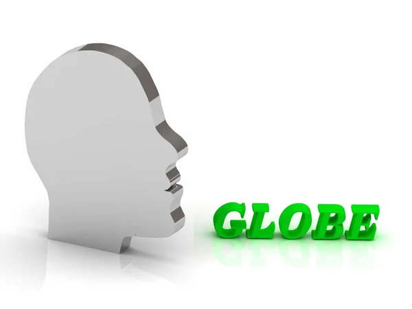 GLOBE- bright color letters and silver head mind — Stock Photo, Image