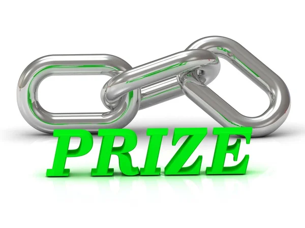 PRIZE- inscription of color letters and Silver chain — Stock Photo, Image