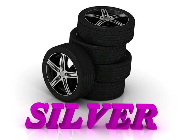 SILVER- bright letters and rims mashine black wheels — Stock Photo, Image