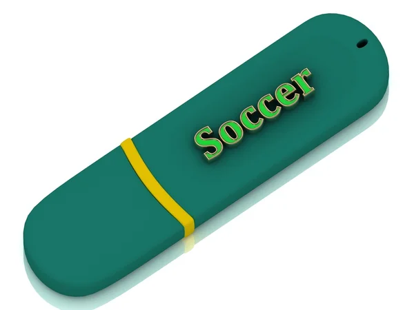 Fútbol - letra de volumen verde brillante en la unidad flash USB verde —  Fotos de Stock