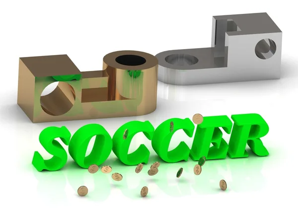 SOCCER- words of color letters and silver details — Stock Photo, Image