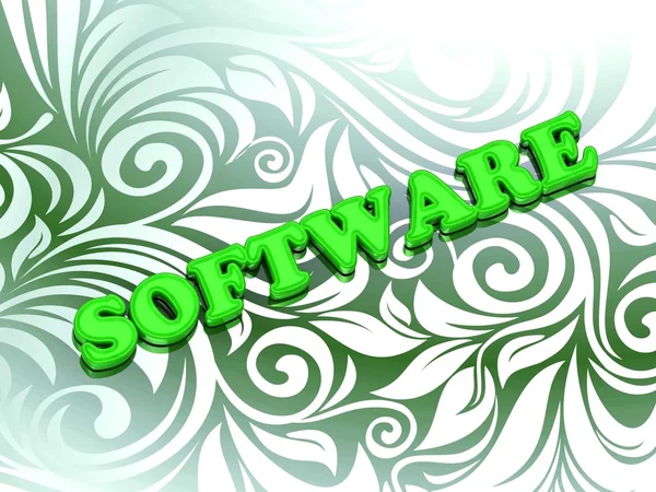 SOFTWARE- lettere di colore brillante su ornamento verde bello — Foto Stock