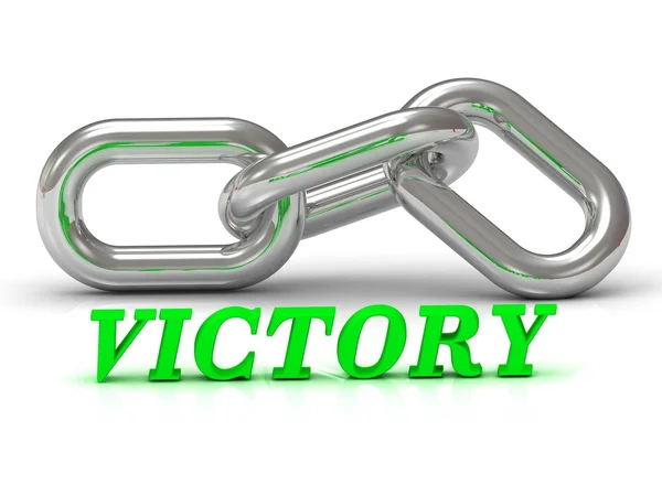 VICTORY- inscription of color letters and Silver chain — Stock Photo, Image