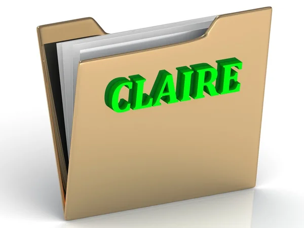 Claire - světle zelená písmena na zlaté papírování složky — Stock fotografie