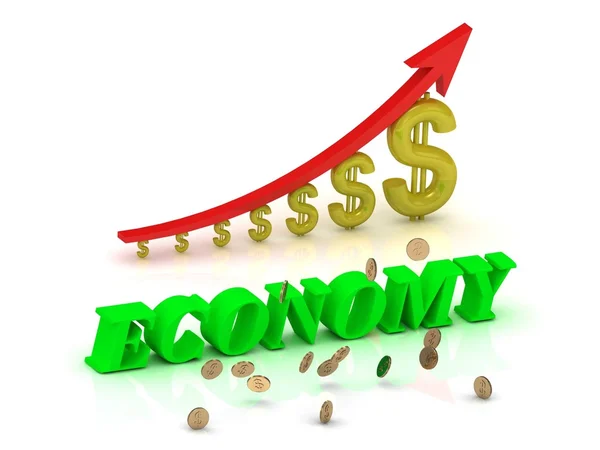 ECONOMY- bright color letters and graphic growing dollars — Stock Photo, Image