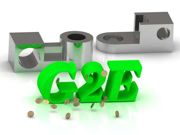 G2e-λέξεις χρώμα γραμμάτων και ασημί λεπτομέρειες — Φωτογραφία Αρχείου