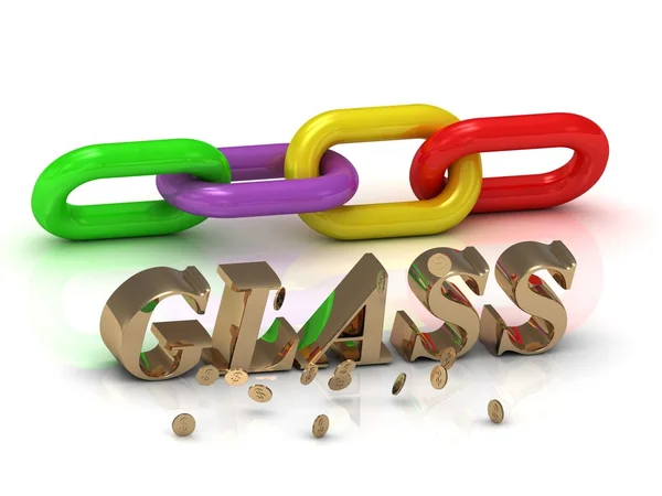 GLASS- inscription of gold letters and green, yellow, — Stock Photo, Image