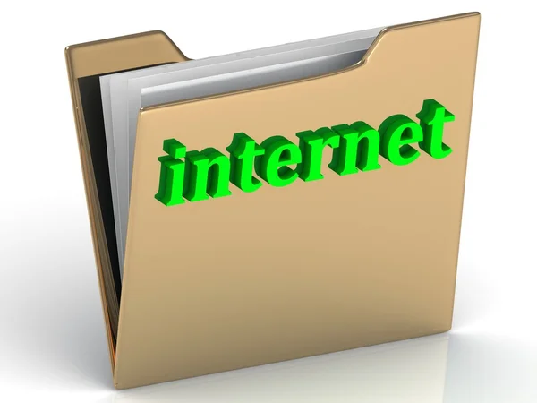 Internet - lettres vert vif sur un dossier — Photo