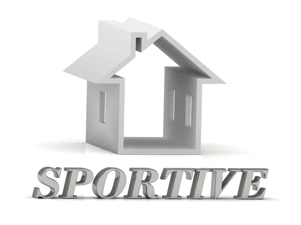 Sportive napis liter srebrny i biały dom — Zdjęcie stockowe
