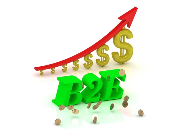 B2E- bright color letters and graphic growing dollars — Stock Photo, Image