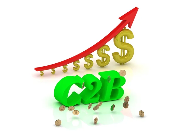 C2B- bright color letters and graphic growing dollars — Stock Photo, Image