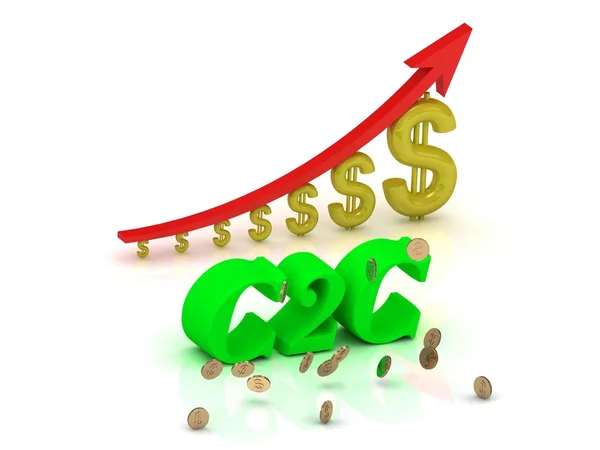 C2C- bright color letters and graphic growing dollars — Stock Photo, Image