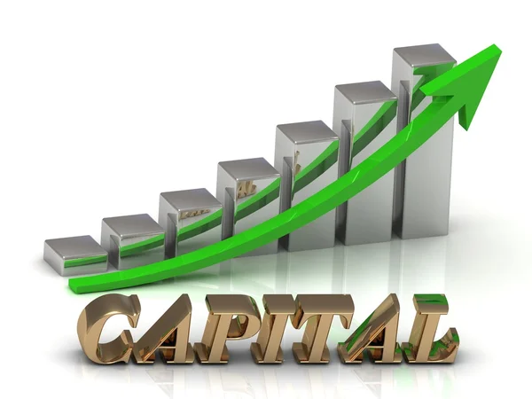 CAPITAL- inscripción de letras de oro y crecimiento gráfico — Foto de Stock