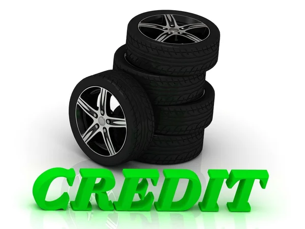 Credit - lichte brieven en velgen mashine zwarte wielen — Stockfoto