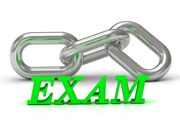 EXAM- inscription of color letters and Silver chain — Stock Photo, Image