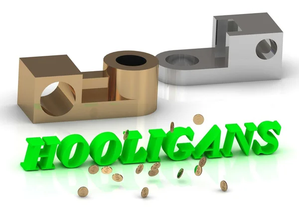Hooligans-woorden van kleur letters en zilveren details — Stockfoto