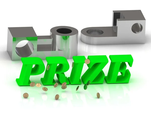 PRIZE- words of color letters and silver details — Stock Photo, Image