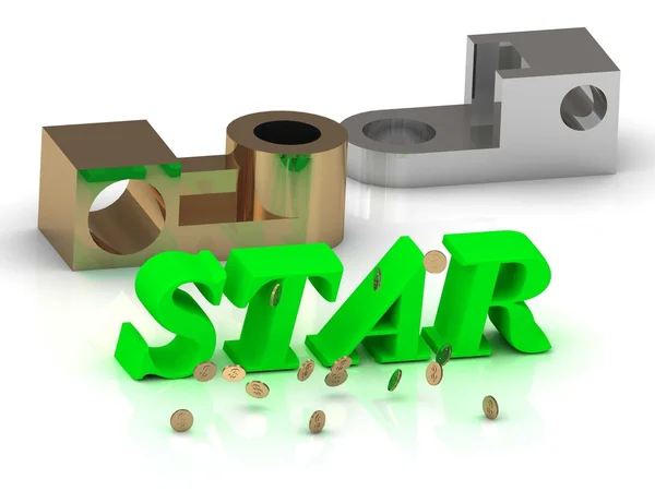 Star- Wörter aus farbigen Buchstaben und silbernen Details — Stockfoto