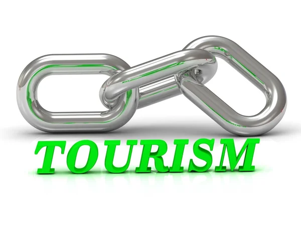 TOURISM- inscription of color letters and Silver chain — Stock Photo, Image