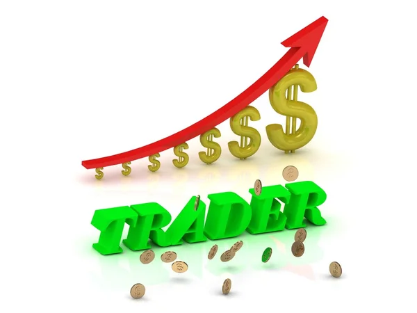 TRADER24 - bright color letters and graphic growing dollars — Stock Photo, Image